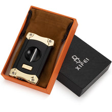 Load image into Gallery viewer, XIFEI Cigar Cutter, Stainless Steel V-Cut Cigar Cutter Built-in Cigar Puncher
