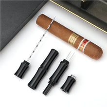 Load image into Gallery viewer, TISFA Cigar Draw Enhancer Tool, 3-in-1 Cigar Punch Set with Draw Enhancer Cutter and Twin Nubber, Ultra Sharp Stainless Steel Punch Cigar Cutters

