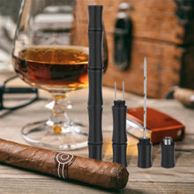 Load image into Gallery viewer, TISFA Cigar Draw Enhancer Tool, 3-in-1 Cigar Punch Set with Draw Enhancer Cutter and Twin Nubber, Ultra Sharp Stainless Steel Punch Cigar Cutters
