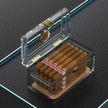 Load image into Gallery viewer, TISFA Acrylic Cigar Humidor with Humidifier and Hygrometer, Desktop Cigar Case Box That can Hold About 15-20 Cigars
